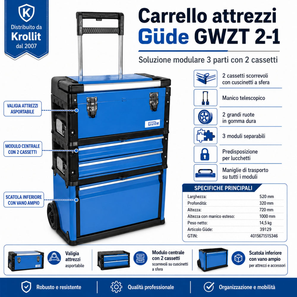 Valigetta portautensili rimovibile Güde GH GWZT
