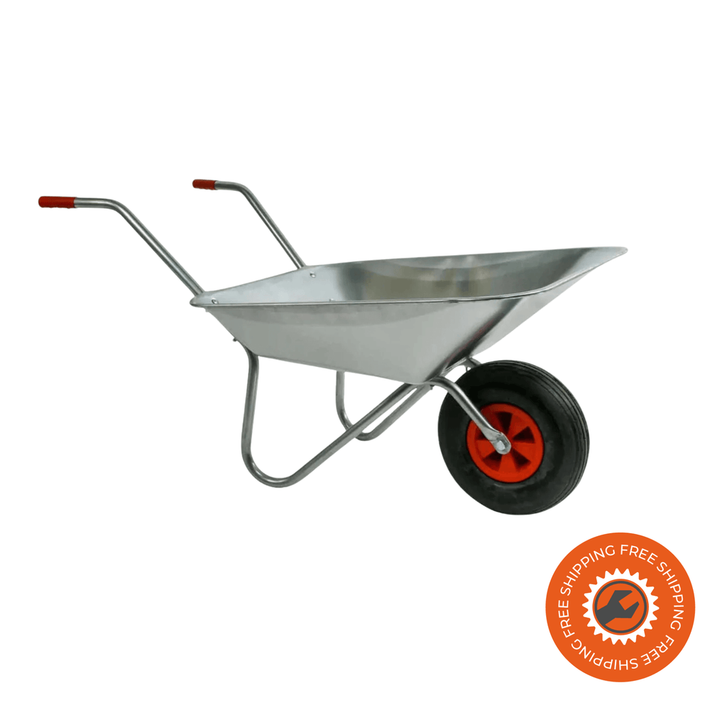 Carriola Ravendo BD 800 con vasca da 80 litri e ruota ad aria 3,50x6/2, ideale per lavori da giardino e trasporto leggero.
