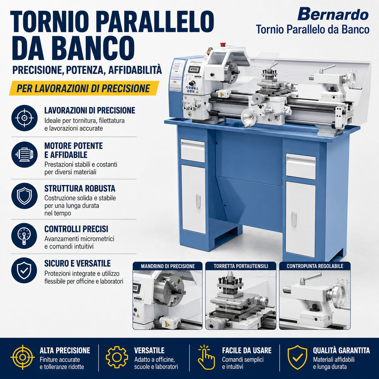 Tornio Bernardo Profi 550 LZ / 230 V – Compatto e preciso