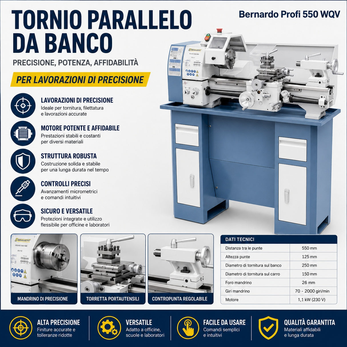 Tornio metallo Bernardo Profi 550 WQ