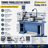 Tornio per metallo Bernardo Hobby 910 G 230V / 400V con DRO a 3 assi ES-12 V