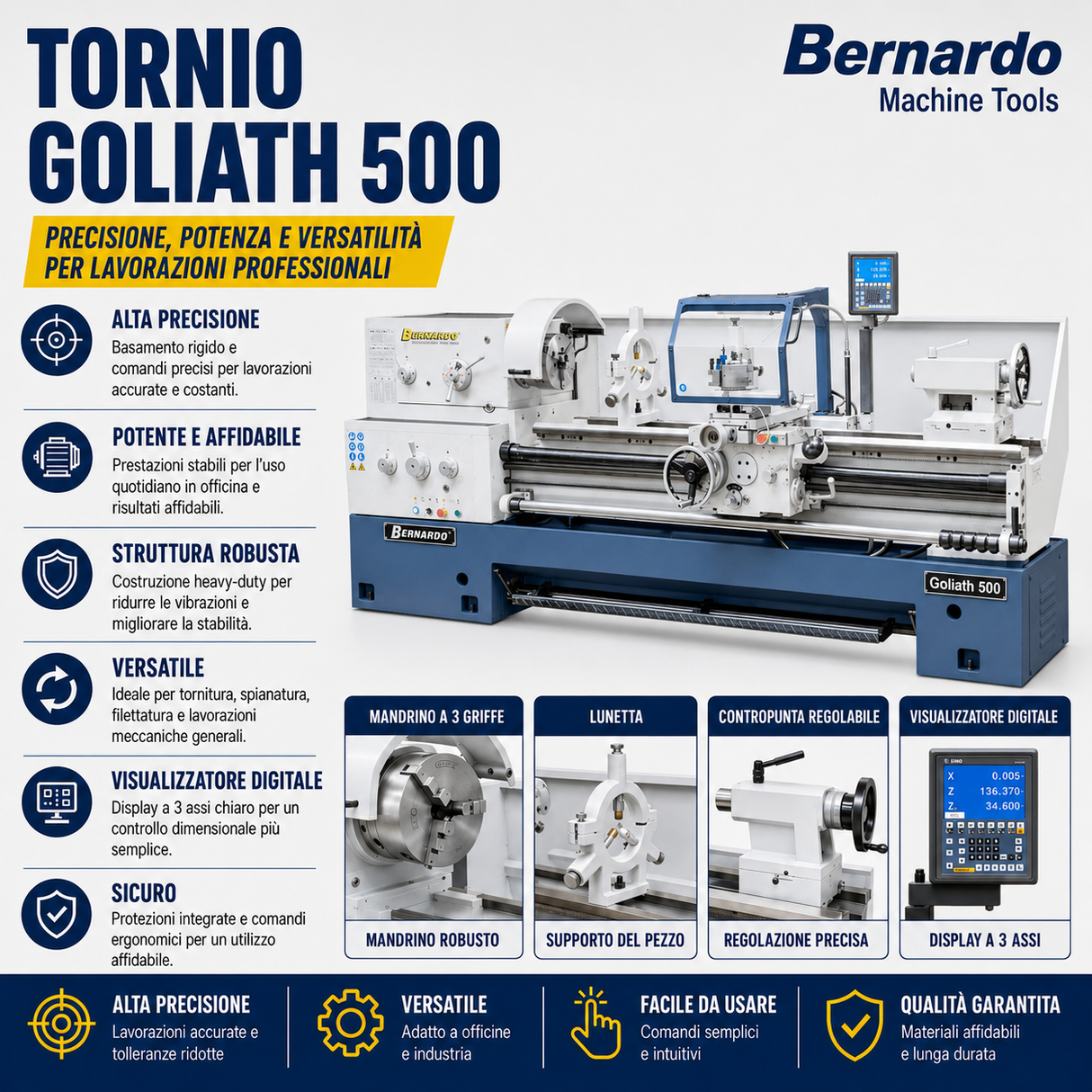 Tornio per metallo Bernardo Goliath 500 x 1000