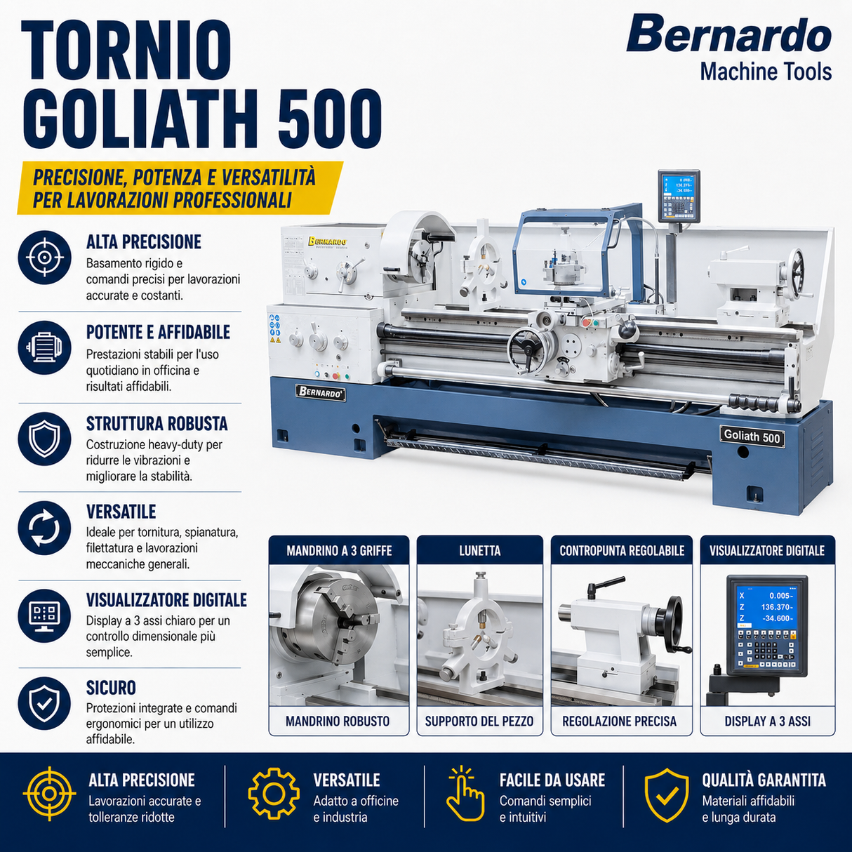 Tornio per metallo Bernardo Goliath 500 x 1500