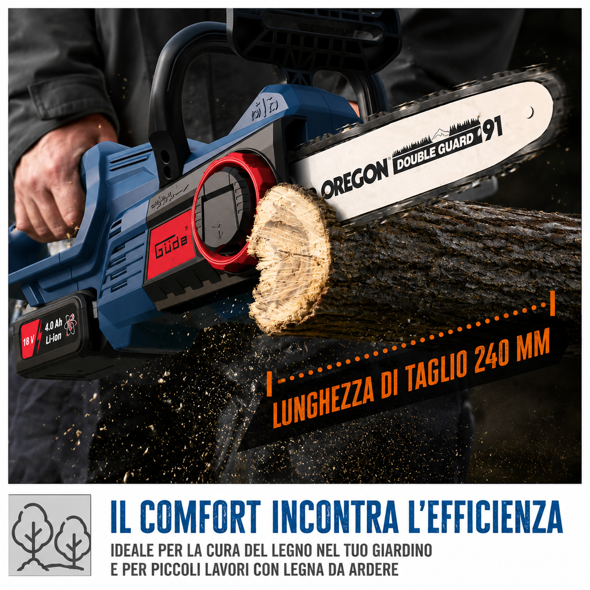 Utensile da giardinaggio Guede Motosega a batteria KS 18-401-30