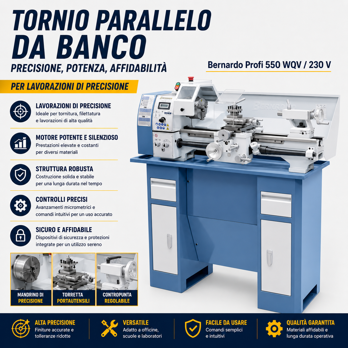 Tornio metallo Bernardo Profi 550 WQV