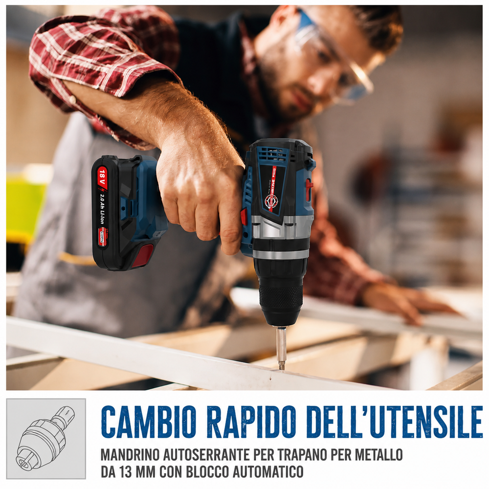 Elettroutensile portatile Guede avvitatore a percussione BSB 18-201-30K