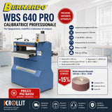 Rulli smerigliatura doppi Ø130×635 mm Bernardo WBS 640 Pro curvatura minima