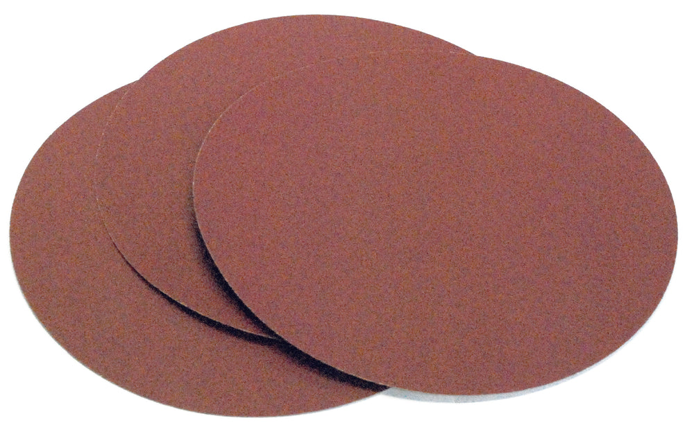 Set da 3 dischi abrasivi autoadesivi Record Power da 250 mm grana 60, ideali per levigatura e sgrossatura con BDS250.