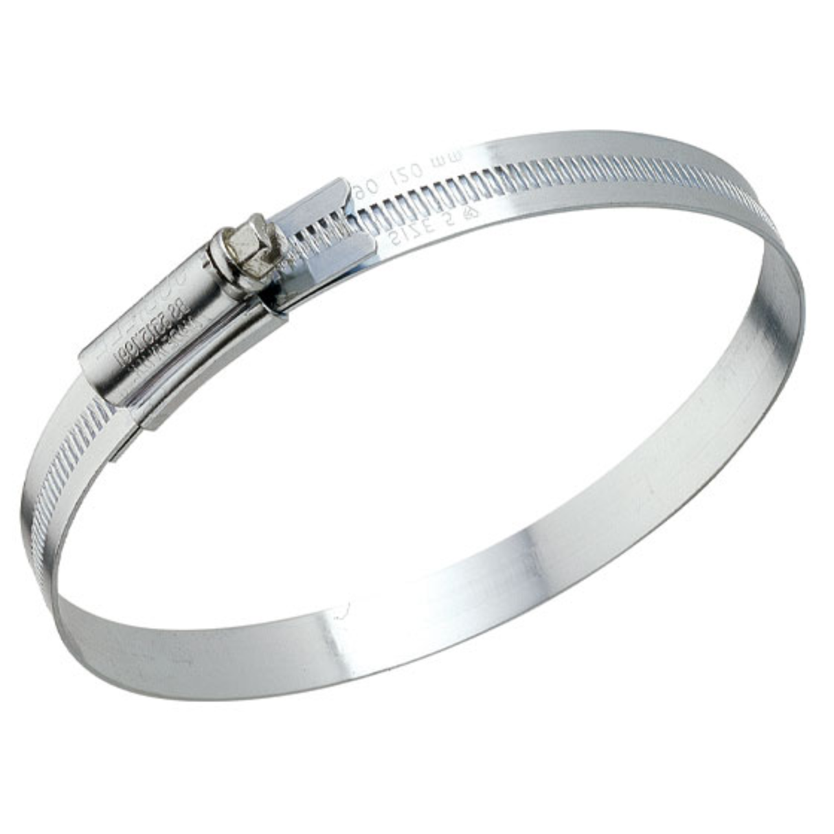 Fascetta metallica stringitubo per fissare in modo sicuro tubi di aspirazione da 100 mm agli innesti degli aspiratori industriali.