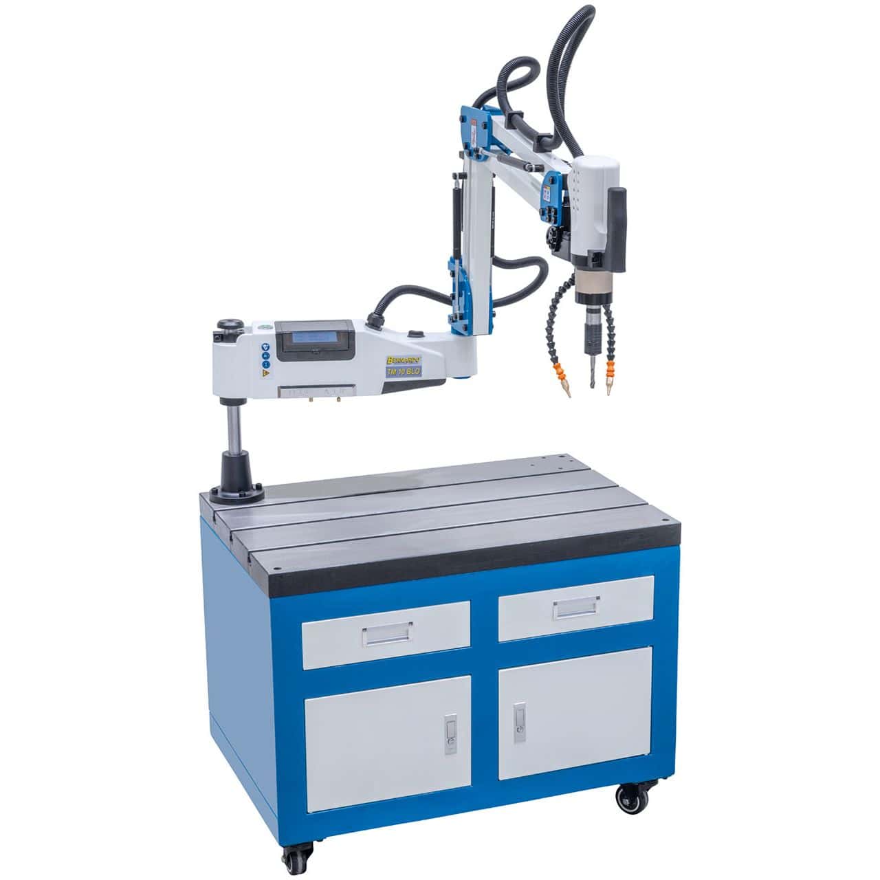 Bernardo Filettatrice elettrica TM 10 BLO / R 1500 con braccio snodato 1500 mm, touchscreen digitale, sistema micro-spray e mandrino rapido di sicurezza