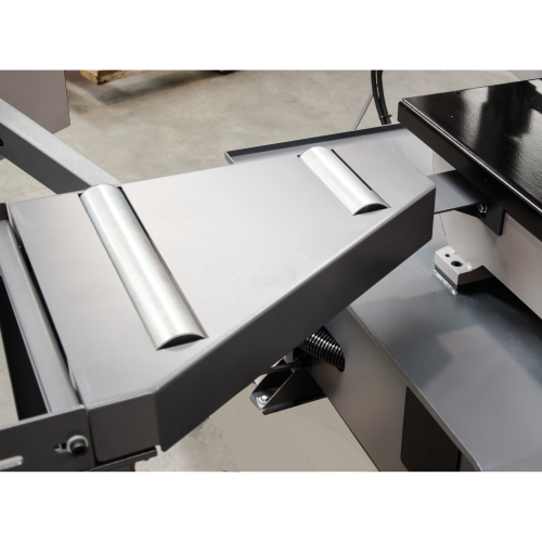 Rotaia di collegamento Flott per seghe a nastro HBS 250 A e 250 HA, utilizzabile come estensione sinistra o destra del sistema di supporto materiale.