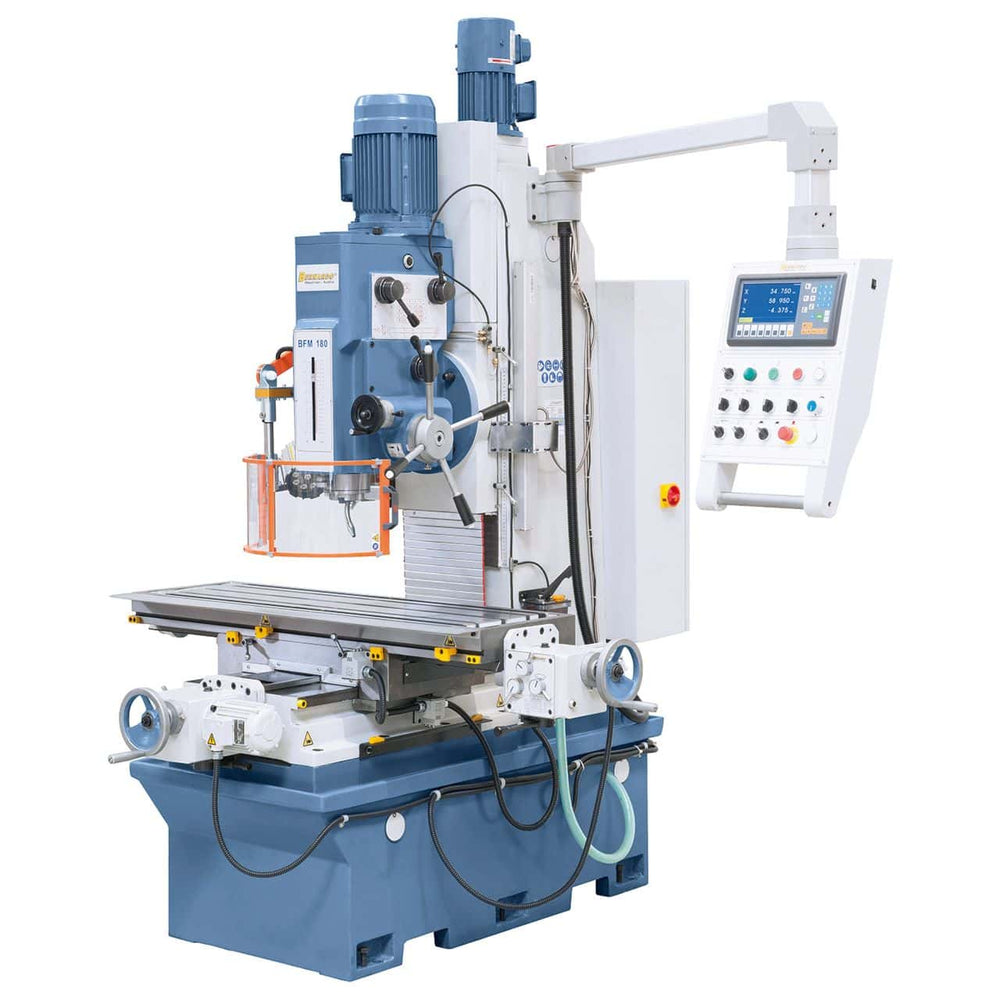 Bernardo Fresatrice a pialla BFM 180 con tavola da 1220 x 360 mm, mandrino ISO 40, testa inclinabile e display digitale a 3 assi ES-12 H.