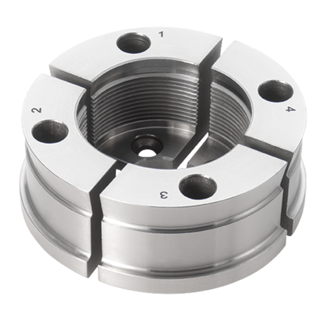 Ganasce Record Power da 75 mm con corpo interno dentato e profilo a coda di rondine esterno, ideali per ciotole pesanti, vasi e lavorazioni su legno verde.