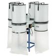 Impianto di aspirazione professionale Bernardo DC 850 CF 400 V, dotato di 4 filtri FP 2 e 4 sacchi da 190 litri, ideale per aspirare trucioli e polveri sottili in grandi officine e reparti di falegnameria.