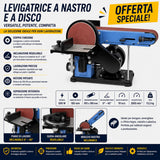 Levigatrice combinata a nastro e disco Güde GBTS 400 da 350W con disco Ø150 mm, ideale per levigatura, rifinitura e sagomatura precisa di legno e altri materiali.