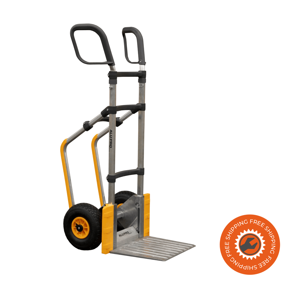 Carrello Ravendo Alu-Pro 2500 CLS M SR in alluminio con manici ergonomici regolabili, slitte posteriori e ruote pneumatiche.