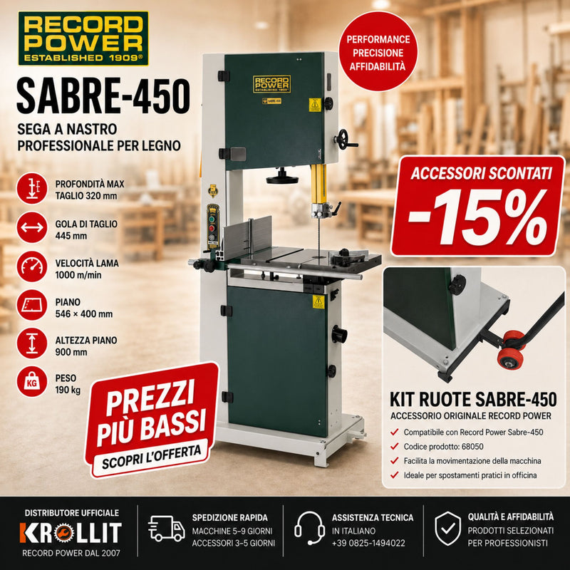 Combo Sega a Nastro Record Power Sabre-450 + Kit ruote