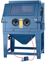 Sabbiatrice professionale Bernardo SB 4 in acciaio con cabina da 148 litri, guanti integrati e filtro antipolvere, ideale per officine e restauro industriale.