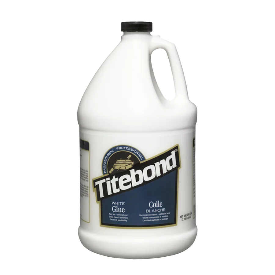 Flacone da 3,78 L di Titebond White Glue, colla bianca per legno con elevata aderenza iniziale, resistente all’acqua D4 e facile da pulire con acqua.
