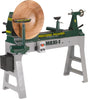 Tornio per legno Record Power MAXI-1-M33 in ghisa con testa orientabile, velocità regolabile elettronicamente e capacità di tornitura fino a 762 mm, ideale per lavorazioni professionali di grande formato.