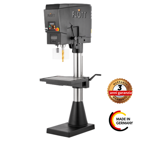 Trapano FLOTT SB 30 Plus con struttura robusta, display digitale e inverter per forature e filettature ad alta precisione.