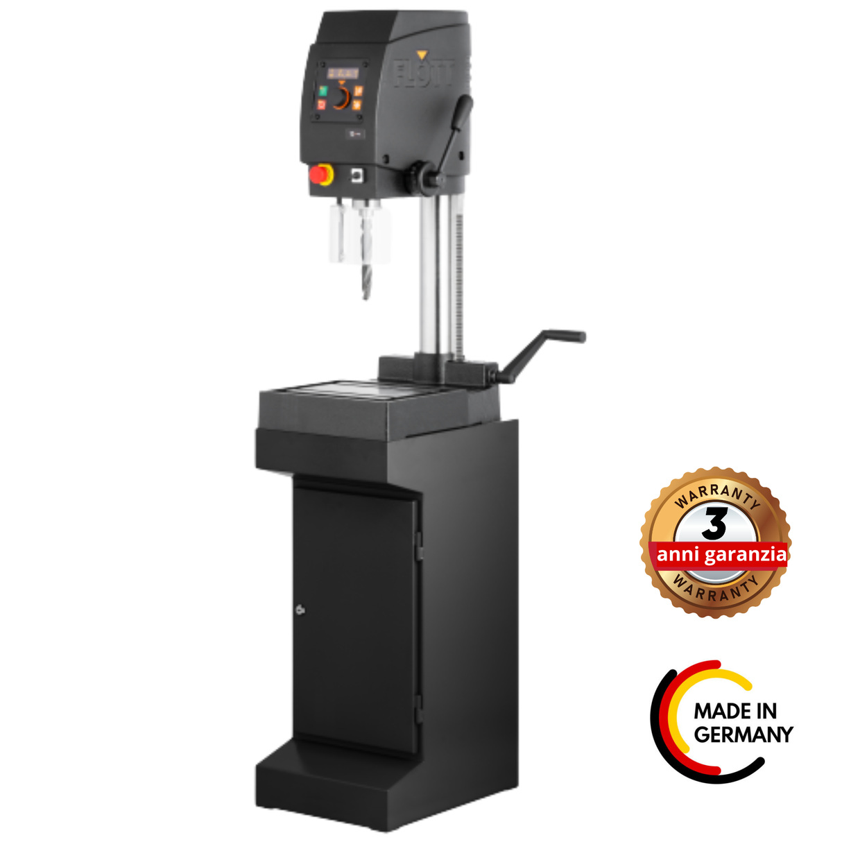 Trapano professionale Flott TBZ 13 Plus con velocità variabile, display OLED, battuta profondità rapida e opzione mandrino B16 o MK2.