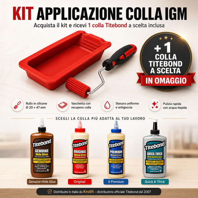 Kit rullo in silicone con vaschetta e colla per legno Titebond, Krollit distributore ufficiale