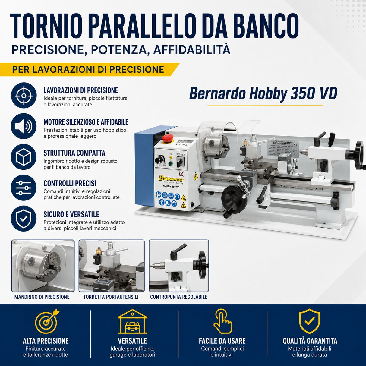 Tornio metallo Bernardo Hobby 350 VD